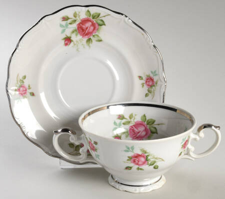 Rose Footed Cream Soup Bowl & Saucer Set