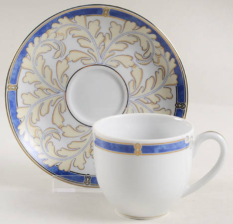 Aida Bleu Flat Demitasse Cup & Saucer Set