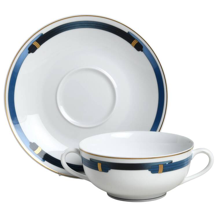 Iriana Bleu Flat Cream Soup Bowl & Saucer Set
