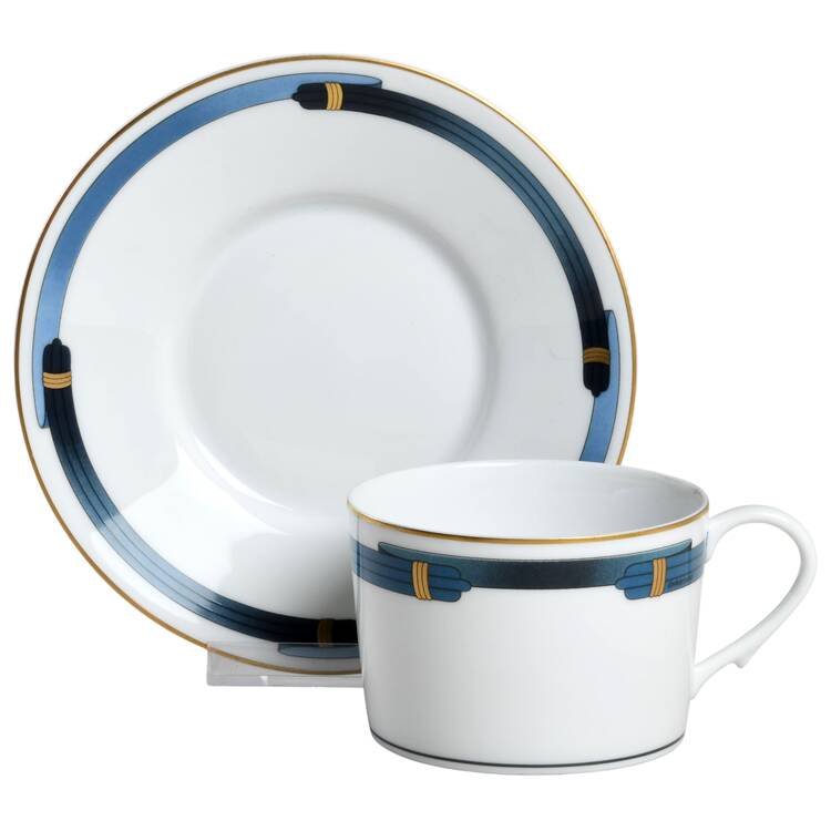 Iriana Bleu Flat Cup & Saucer Set