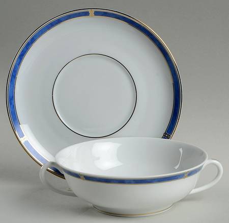 Oceana Blue Flat Cream Soup Bowl & Saucer Set