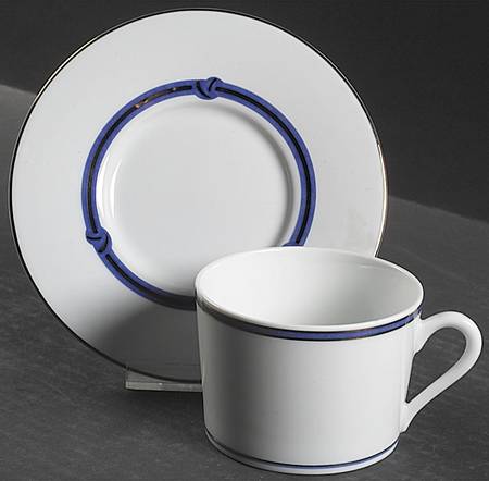 Rubanea Blue Flat Cup & Saucer Set