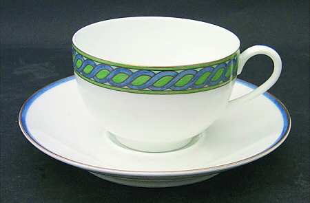 Torsade Bleu Flat Cup & Saucer Set