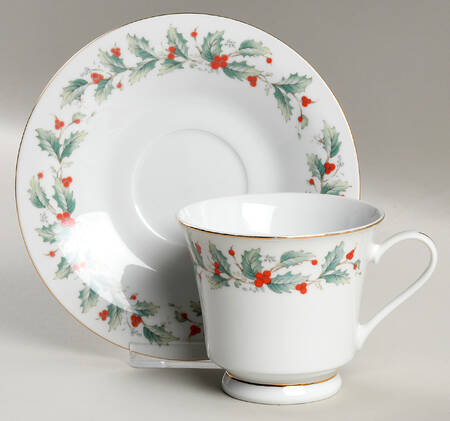 Noel (Brown Lettering Backstamp) Footed Cup & Saucer Set