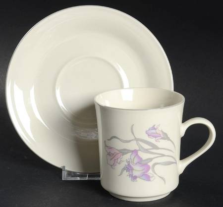 Orchid Flat Cup & Saucer Set by China Pearl