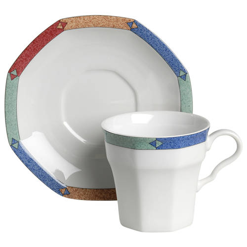 Diamond Optic Flat Cup & Saucer Set