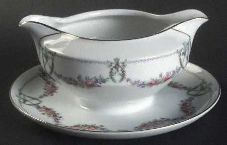 Rose Garland Gravy Boat with Attached Underplate by Chateau
