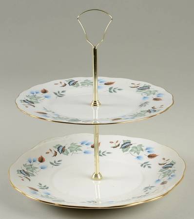 LINDEN 2 Tiered Serving Tray(Handled Cake&Salad Plate)