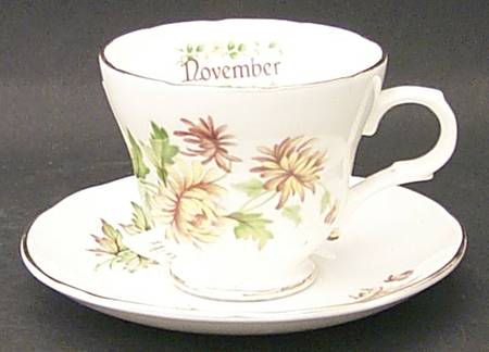 Flower of The Month Footed Cup & Saucer Set
