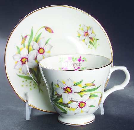 Flower of The Month Footed Cup & Saucer Set