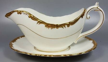Admiral White and Gold Gravy Boat & Underplate