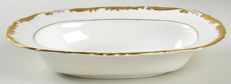 Admiral White and Gold 8" Oval Vegetable Bowl