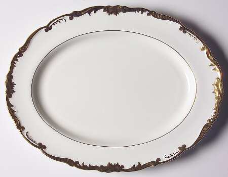 Admiral White and Gold 11" Oval Serving Platter