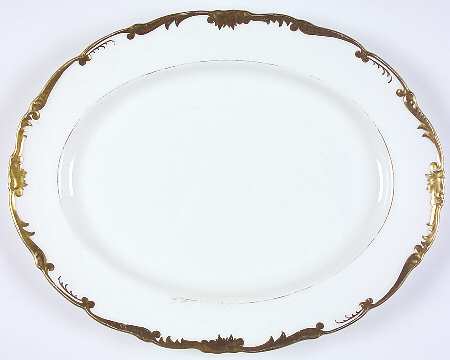 Admiral White and Gold 15" Oval Serving Platter