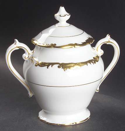 Admiral White and Gold Sugar Bowl & Lid