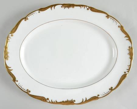 Admiral White and Gold 13" Oval Serving Platter