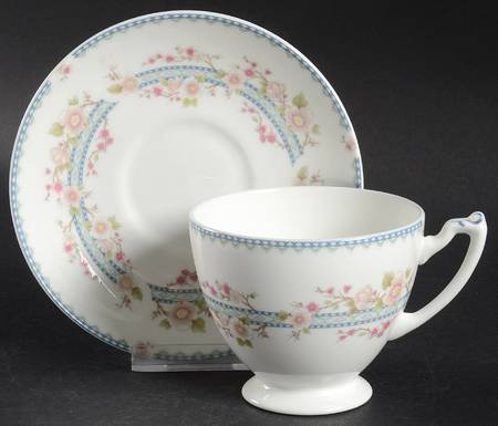 April Footed Cup & Saucer Set