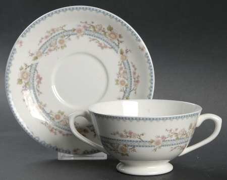 April Footed Cream Soup Bowl & Saucer Set