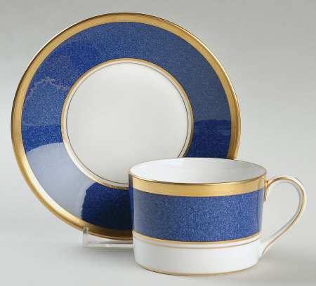 Athlone Blue Flat Cup & Saucer Set