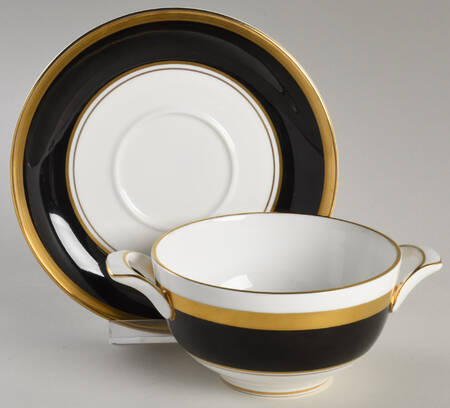 Athlone Brown Flat Cream Soup Bowl & Saucer Set