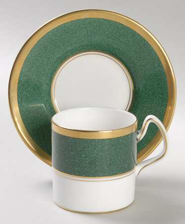 Athlone Green Flat Demitasse Cup & Saucer Set