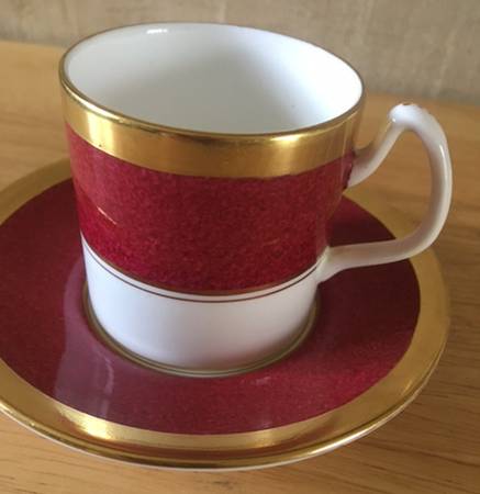 Athlone Marone (Ruby) Flat Demitasse Cup & Saucer Set