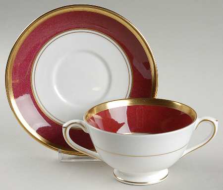 Athlone Marone (Ruby) Footed Cream Soup Bowl & Saucer Set