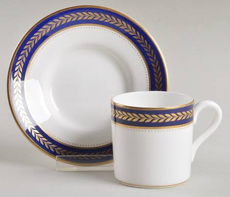 Blue Wheat Flat Demitasse Cup & Saucer Set