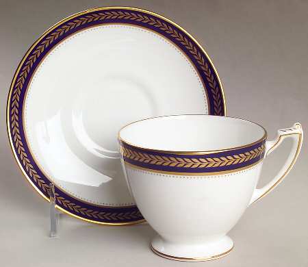 Blue Wheat Footed Cup & Saucer Set