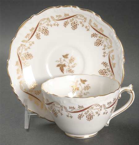 Burgundy Footed Cup & Saucer Set