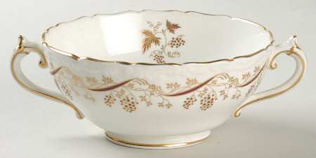 Burgundy Footed Cream Soup Bowl