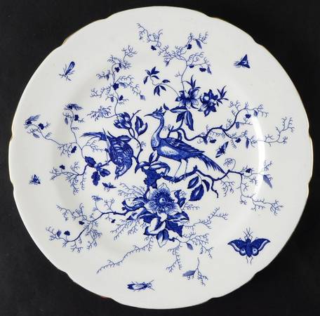 Cairo Blue On White (Not Raised, Gold) 12" Chop Plate (Round Platter) by Coalport