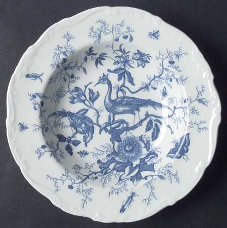 Cairo Blue on White (Raised Edge, No Trim) Rim Soup Bowl