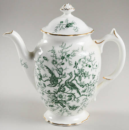 Cairo Green on White (Gold) Coffee Pot & Lid