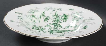 Cairo Green on White (Gold) Rim Soup Bowl