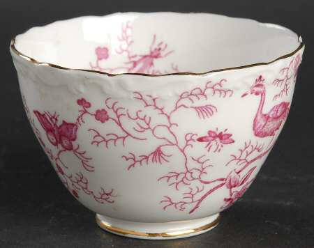 Cairo Pink On White (Raised Edge, Gold) Mini Open Sugar Bowl