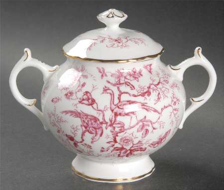 Cairo Pink On White (Not Raised, Gold) Sugar Bowl & Lid