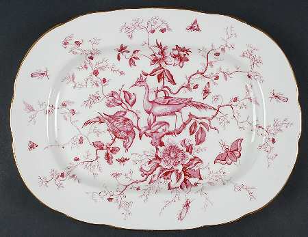 Cairo Pink On White (Not Raised, Gold) 12" Oval Serving Platter