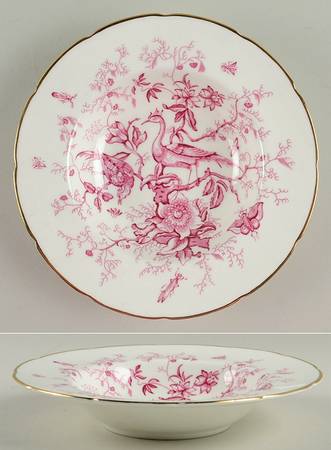 Cairo Pink On White (Not Raised, Gold) Rim Soup Bowl
