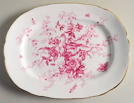 Cairo Pink On White (Not Raised, Gold) 11" Oval Serving Platter
