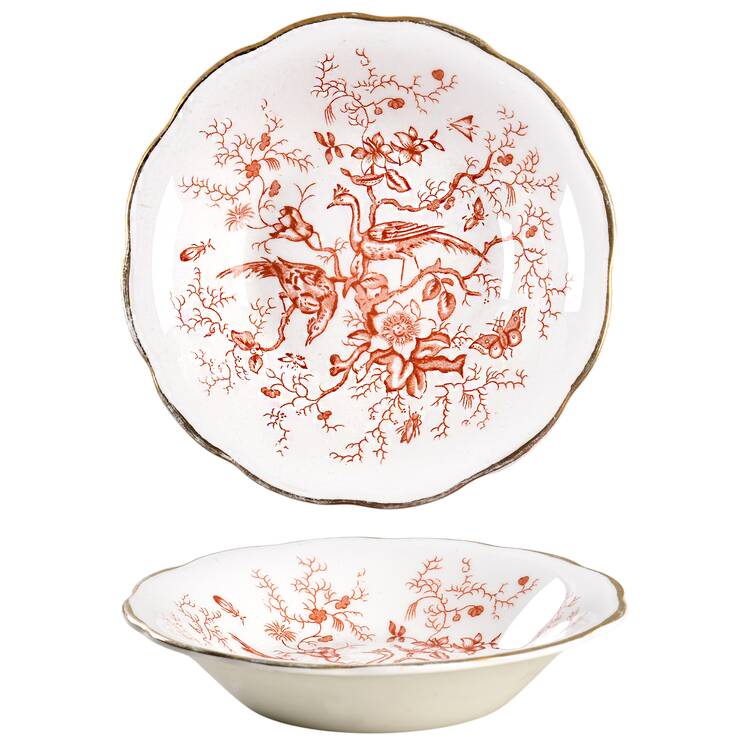 Cairo Rust On White (Not Raised, Gold) Fruit/Dessert (Sauce) Bowl
