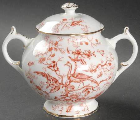 Cairo Rust On White (Not Raised, Gold) Sugar Bowl & Lid