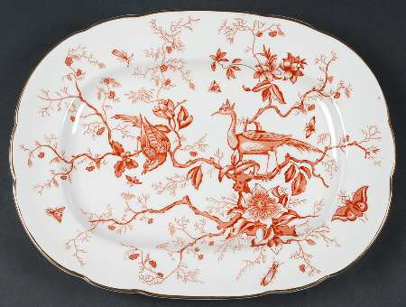 Cairo Rust On White (Not Raised, Gold) 12" Oval Serving Platter