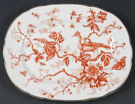 Cairo Rust On White (Not Raised, Gold) 11" Oval Serving Platter