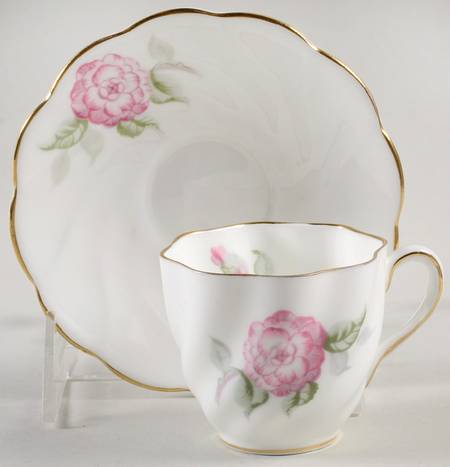 Camellia (Gold Trim) Flat Demitasse Cup & Saucer Set