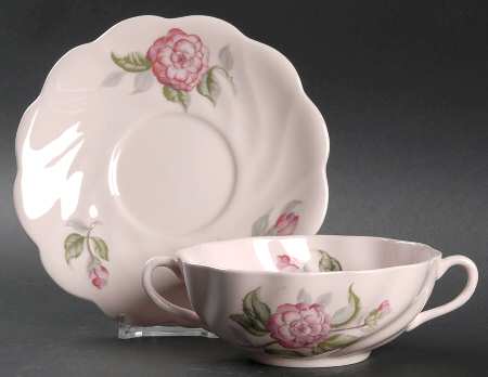 Camellia (No Trim) Flat Cream Soup Bowl & Saucer Set