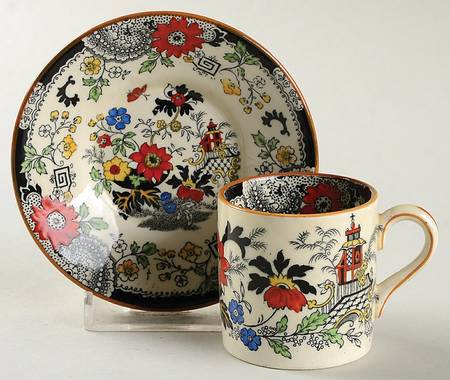 Canton (Cream) Flat Demitasse Cup & Saucer Set