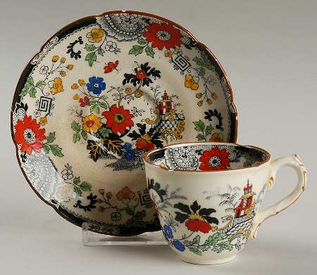 Canton (Cream) Flat Demitasse Cup & Saucer Set