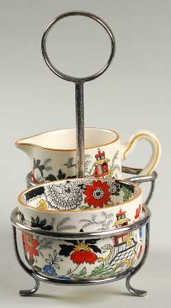 Canton (Cream) Mini Creamer & Sugar with Lid Set