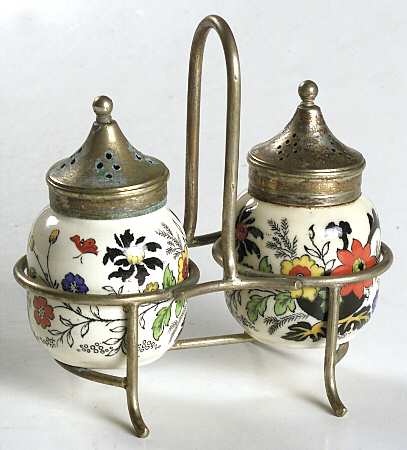 Canton (Cream) Salt & Pepper w/Metal Stand